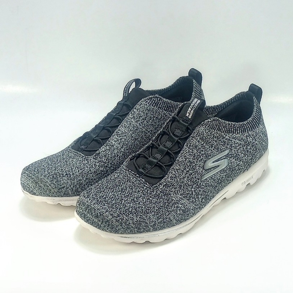 Skechers Go Walk Radiant Moon Womens 9.5 Black And White Stretch Fit Sneakers - Picture 5 of 10